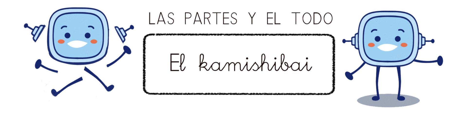 Rétor está dividido en piezas: cabeza, orejas, piernas, brazos. A continuación hay un cartel que dice “Las partes y el todo” y “kamishibai”. A su lado está Rétor sonriente completo.