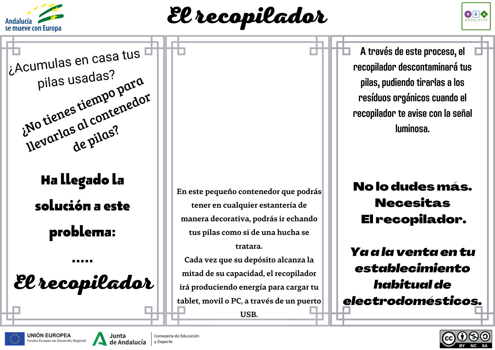 Tres columnas en modo folleto para publicitar algo