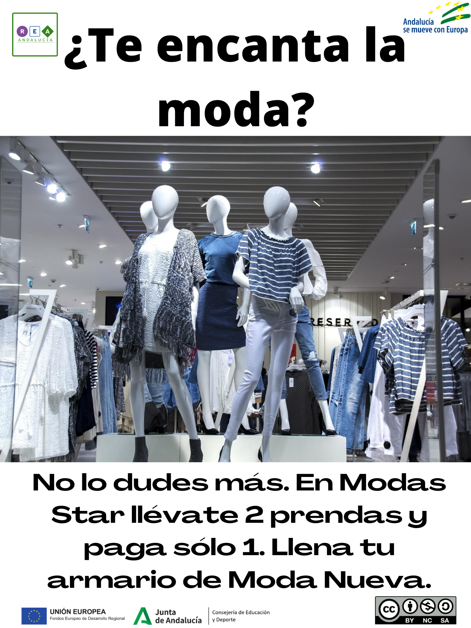 Imagen que muestra ropa y una oferta de 2x1